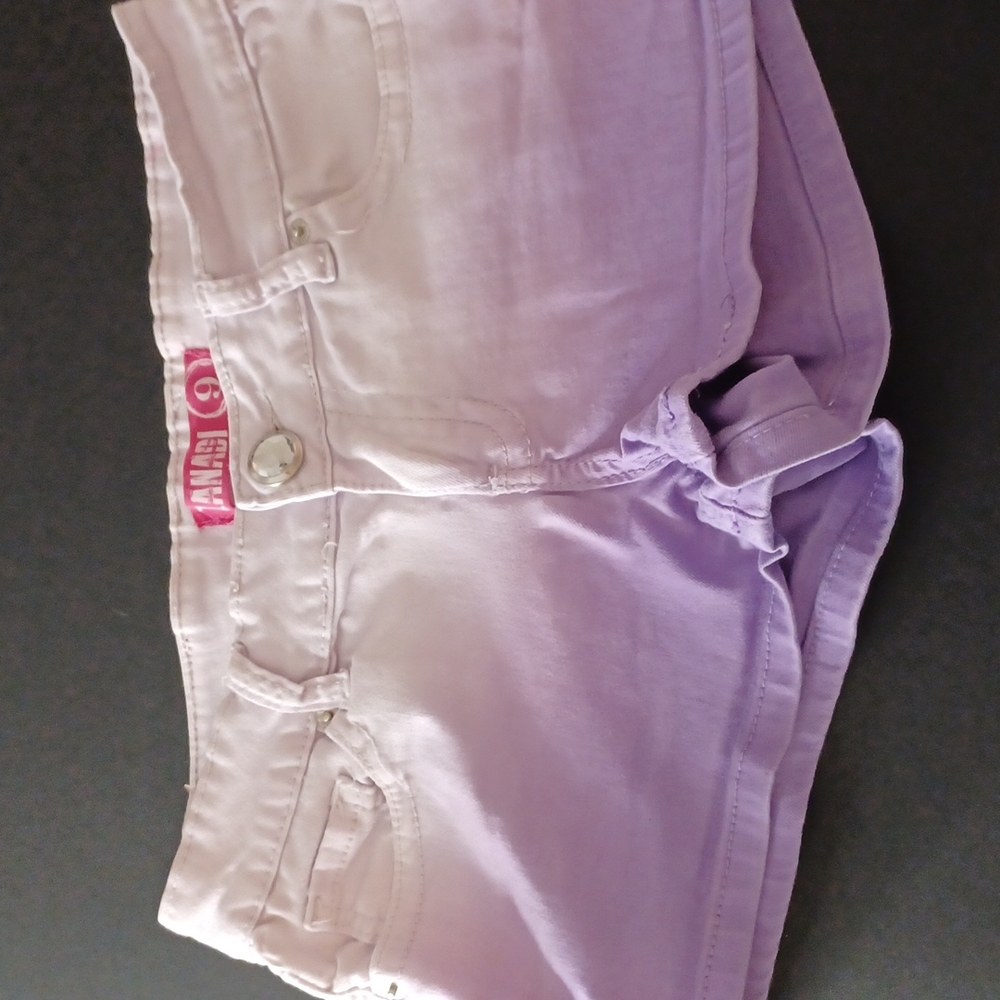 Zanadi purple fade short shorts size 9 junior cotton jewel button stretch